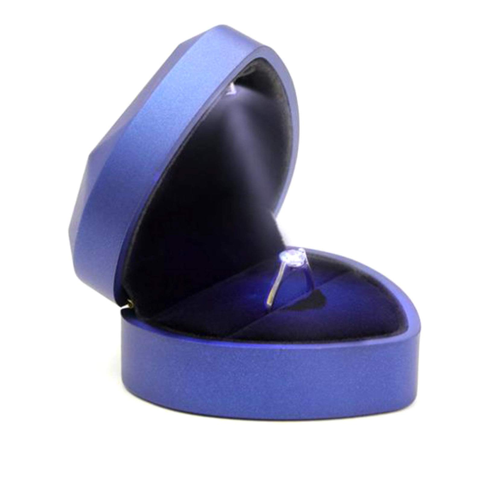 Heart Shaped LED Ring Box - Proposal Wedding Band Display with Blue Light, Jewelry Storage Case - Perfect for Engagement, Wedding Proposals & Anniversary Gifts