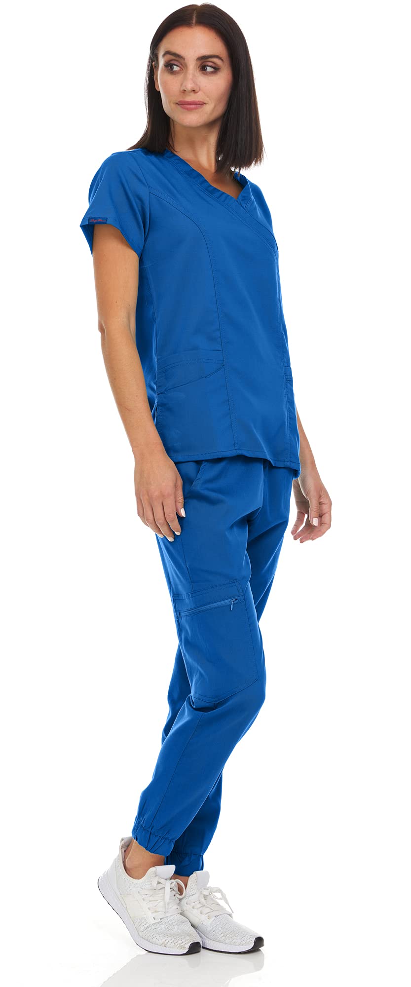 MediChic Women's Stretch V-Neck Jogger Scrubs Set - 12+ Colors | Comfortable Medical Uniform for Nurses & Healthcare Professionals