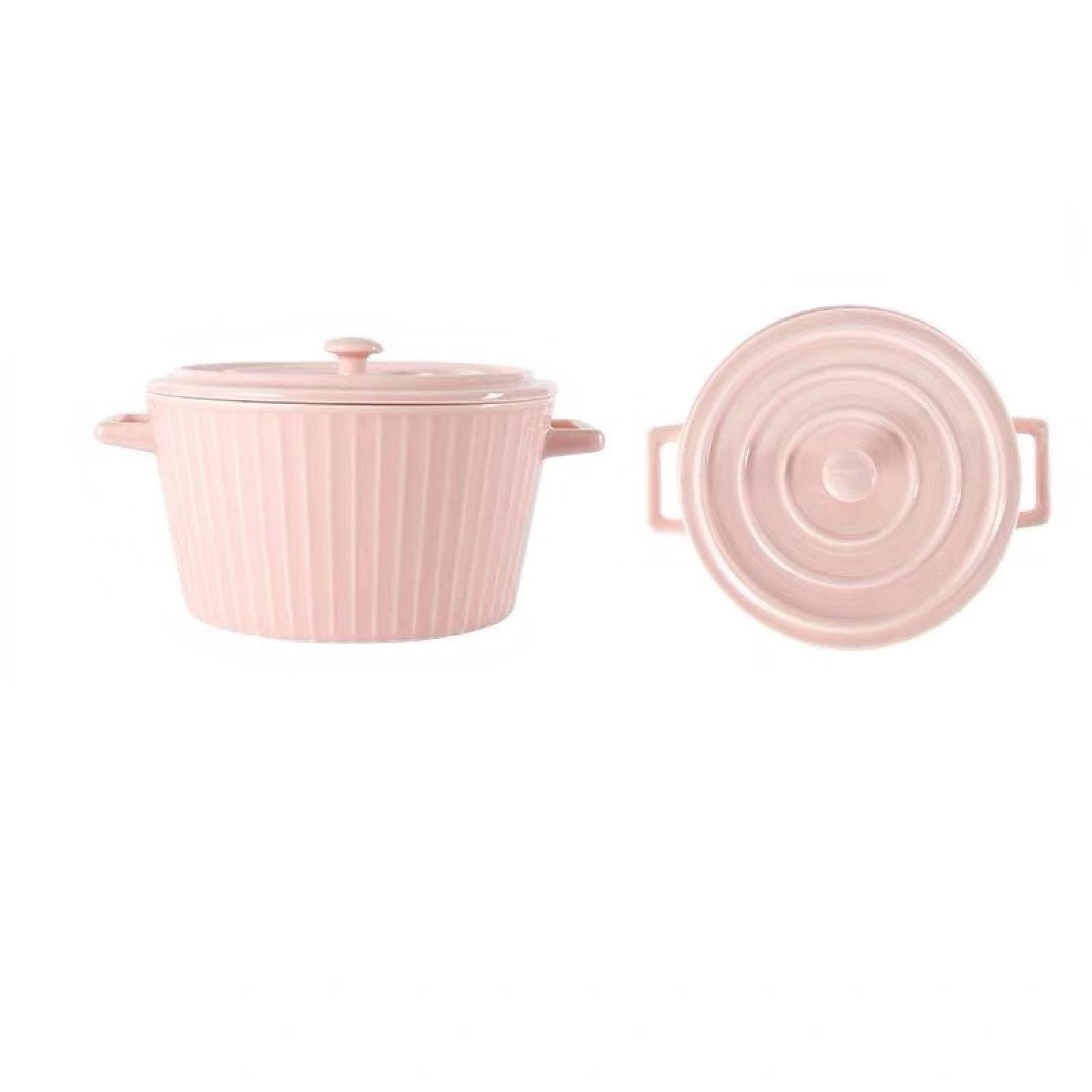 MRYH Ceramic Soup Bowl with Lid and Handles - Large Microwave Safe Noodle Bowl for Salad, Soup, Instant Noodles - Durable Household Dinnerware Set (Pink) - Perfect for Family Meals, Office Lunches & Dorm Room Dining