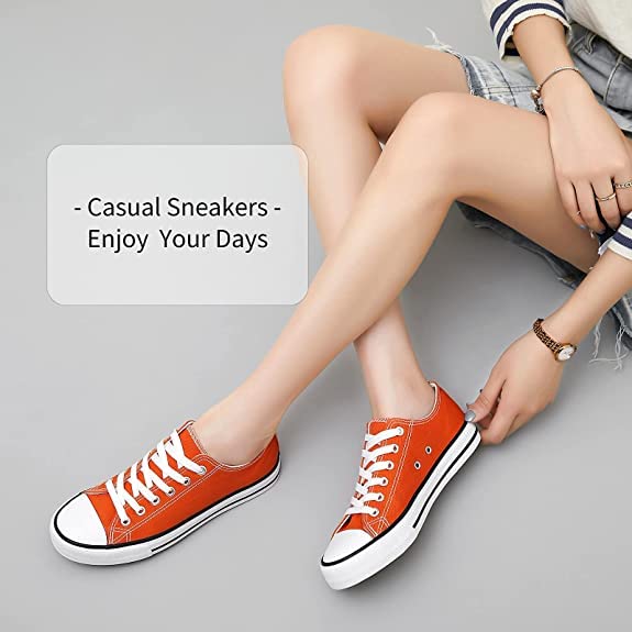 Style Spot Women's Canvas Sneakers - Lace Up Casual Flat Shoes for Walking, Gym & Everyday Wear | Lightweight Low Top Plimsoll Pumps | Comfortable Ladies Sports Trainers