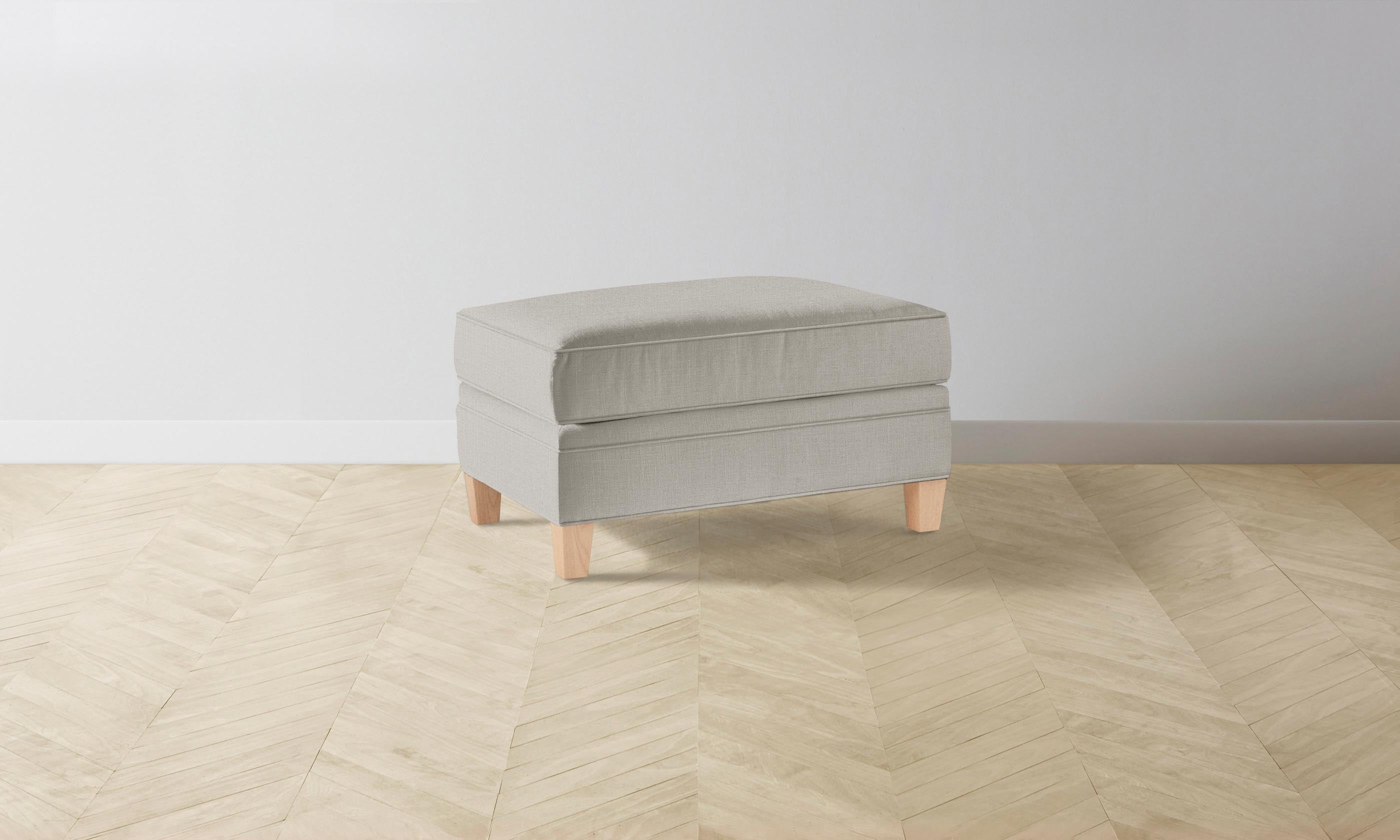 Carmine Ottoman - Performance Linen Weave Beige Footstool | Modern Living Room Accent Furniture for Home Decor & Relaxation