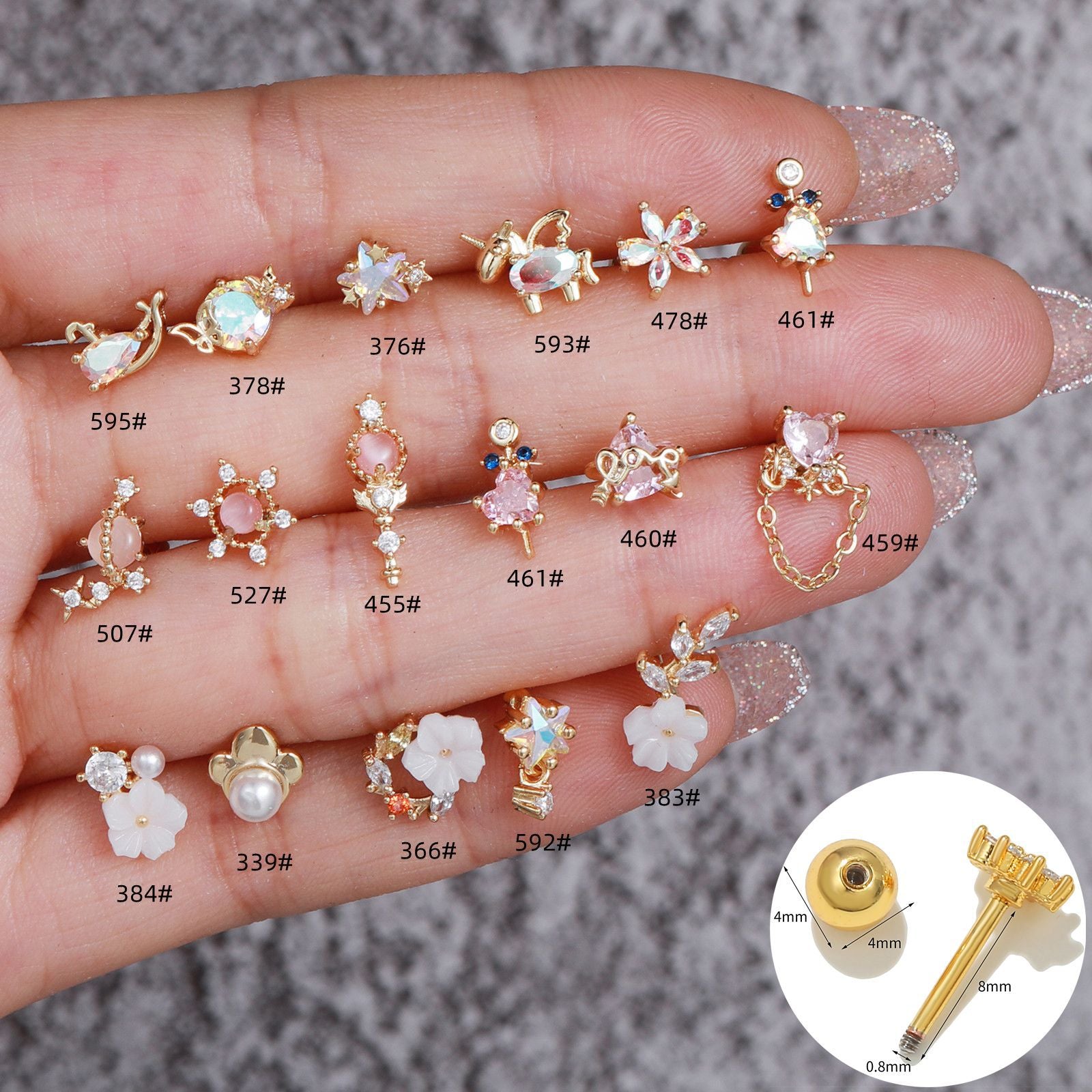 20G Unicorn Cartilage Conch Barbell Back Helix Studs - Body Jewelry for Ear Piercing | Perfect for Cartilage, Helix, and Conch Piercings | Trendy and Unique Gift Idea