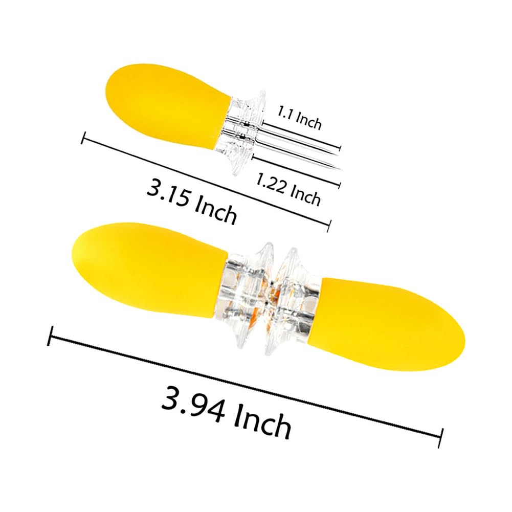 16Pcs/8 Pairs Stainless Steel Corn Cob Holders - Yellow Interlocking Corn Skewers Forks for BBQ, Grilling & Camping | Perfect for Home Cooking, Outdoor Parties & Picnics
