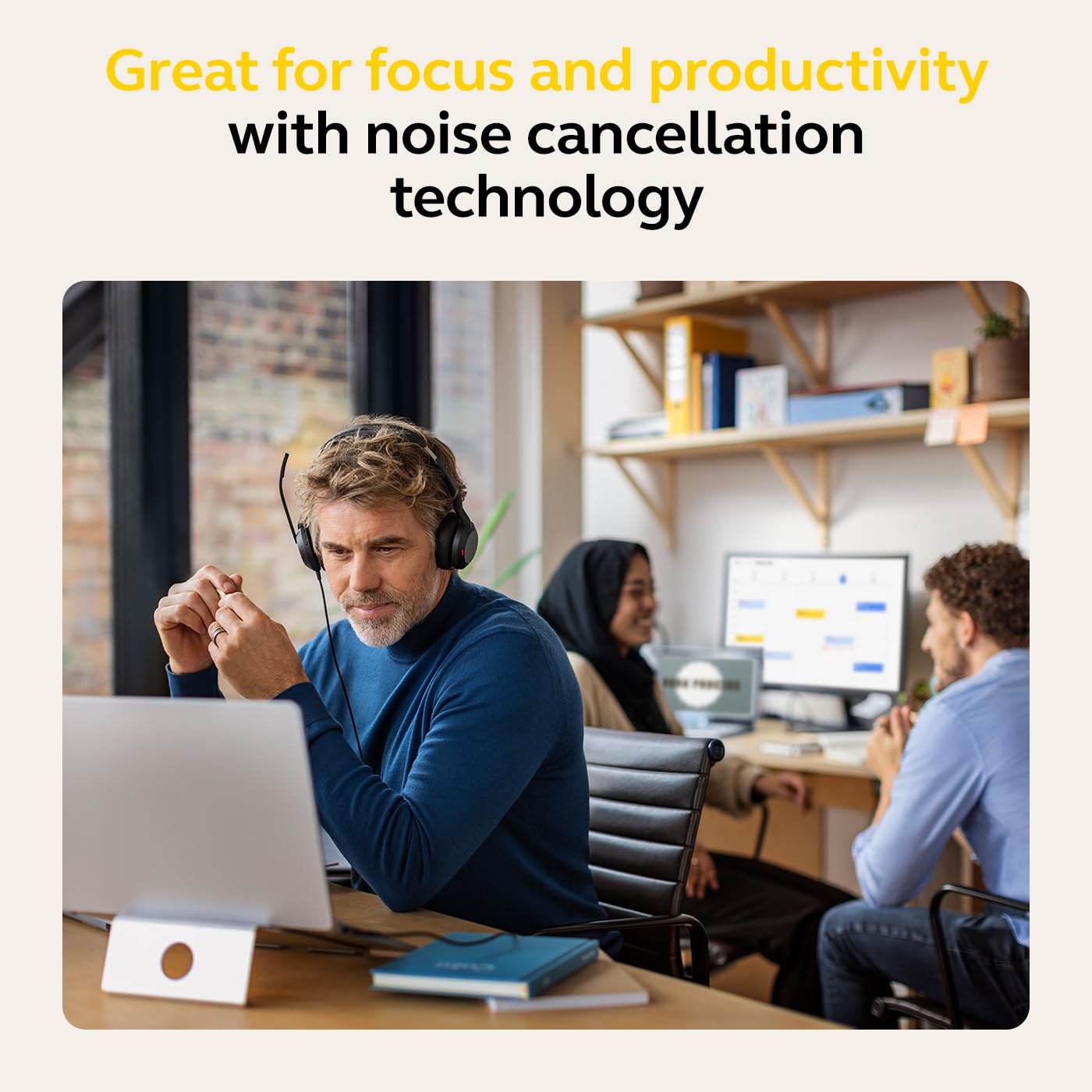 Jabra Evolve2 50 Wired Stereo Headset with AirComfort Technology - Noise Cancelling Microphone & Active Noise Cancellation - MS Teams Certified - Compatible with Zoom, Skype, Webex - Black - Perfect for Office Work, Remote Meetings & Call Centers