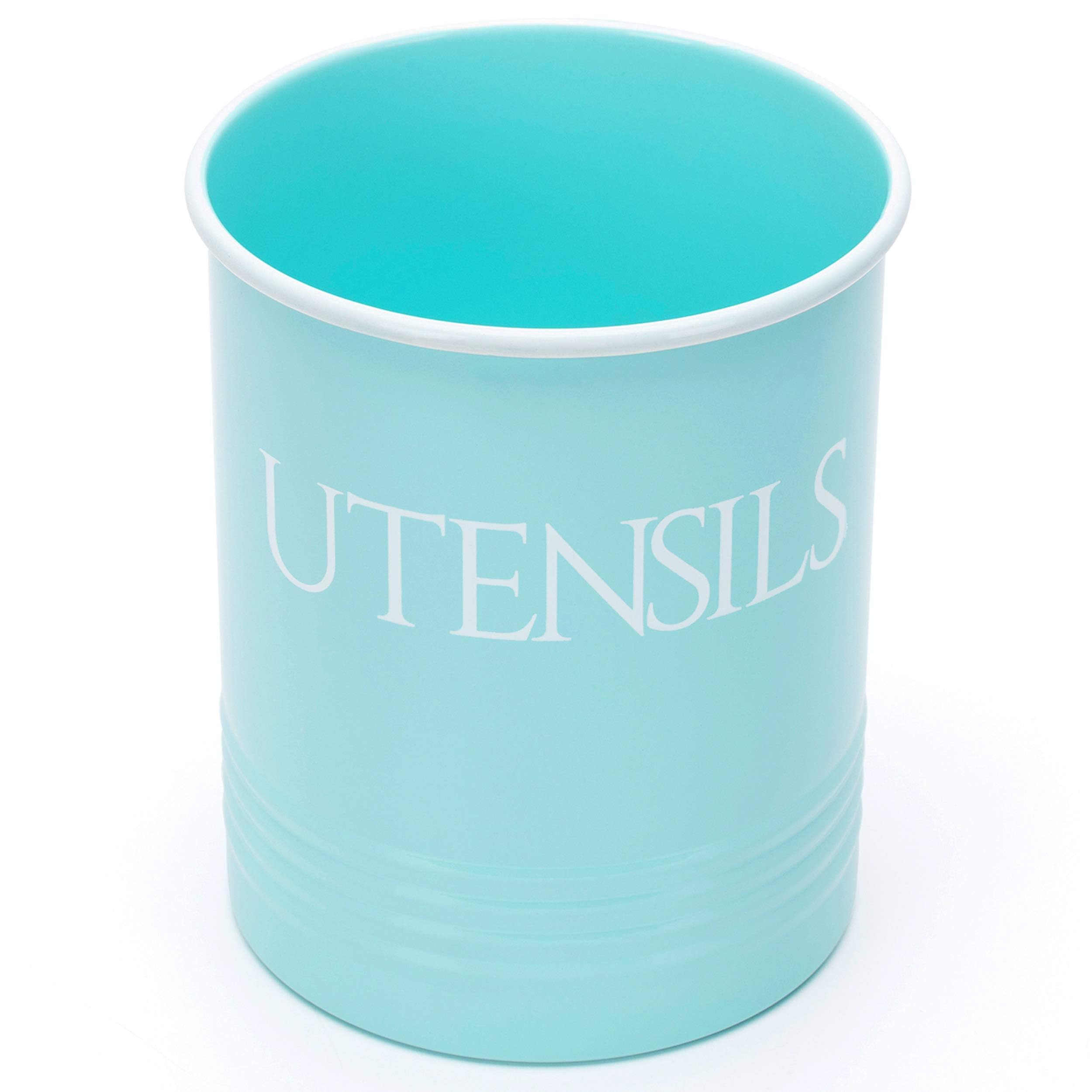 OUTSHINE Farmhouse Kitchen Utensil Holder - Mint Green Countertop Organizer Caddy for Spoons, Forks & Cooking Tools | Rustic Decor for Kitchen Counter | Perfect for Farmhouse, Cottage & Country Style Kitchens