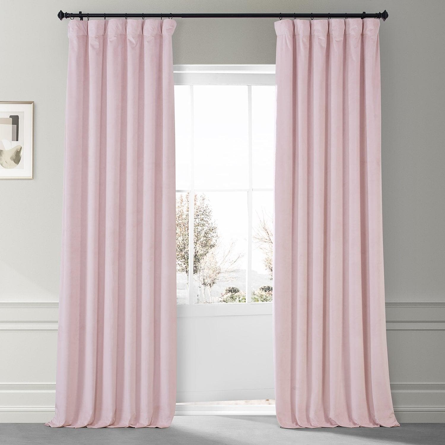 Luxury Rose Water Signature Plush Velvet Blackout Curtains for Bedroom & Living Room - Thermal Insulated Noise Reducing Drapes for Home, Hotel, and Office Decor