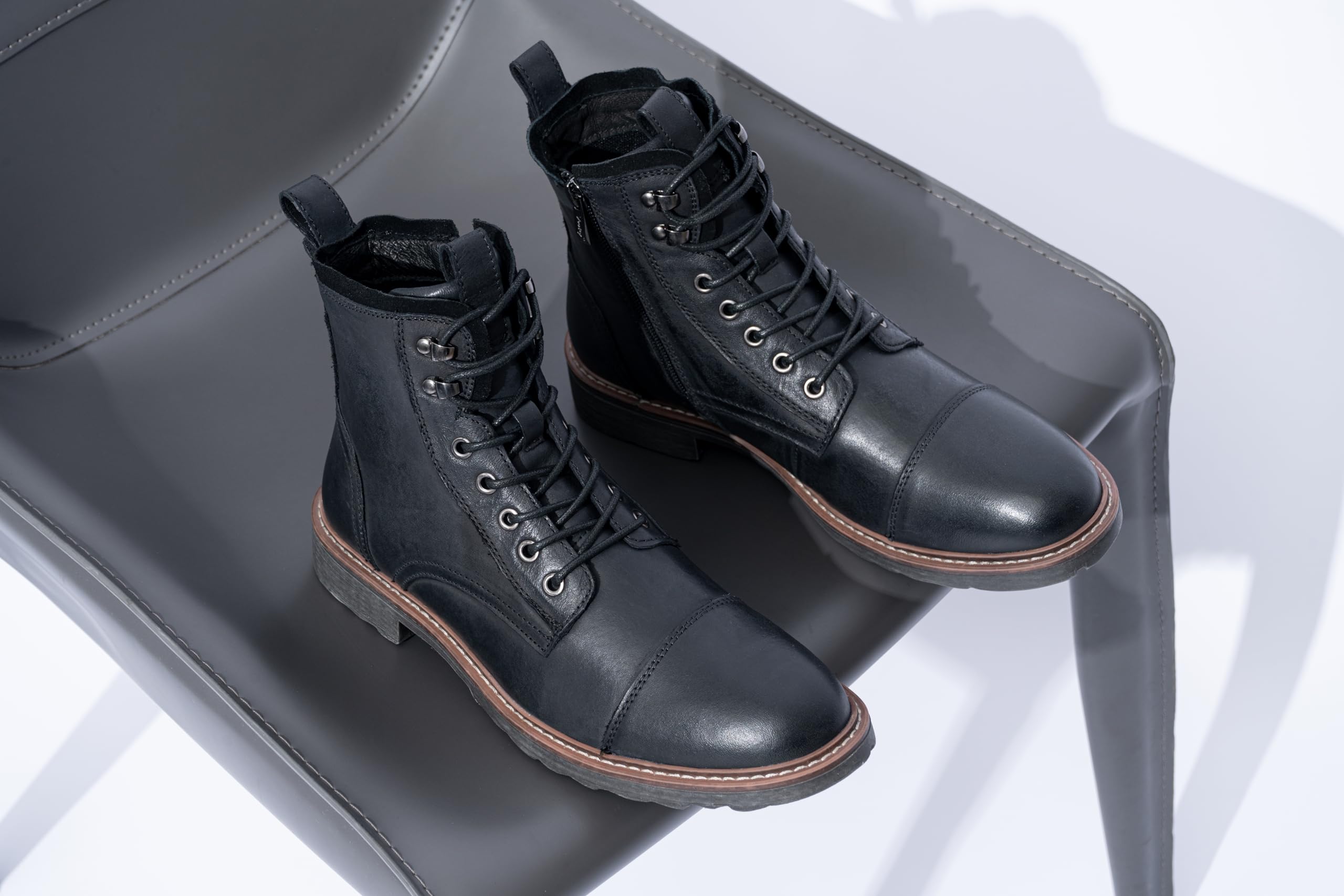 Vostey Men's Waterproof Chukka Boots - Motorcycle & Casual Leather Boots for Men | Durable Outdoor, Riding & Everyday Wear