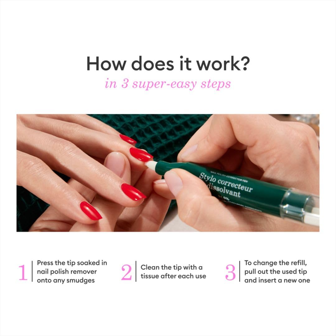MANUCURIST Green Flash Gel Polish Corrector Pen - Acetone-Free, Plant-Based Nail Polish Remover with 3 Refills - Perfect for DIY Gel Nail Art at Home, Salon & Travel - Essential Gel Nail Polish Accessory Kit