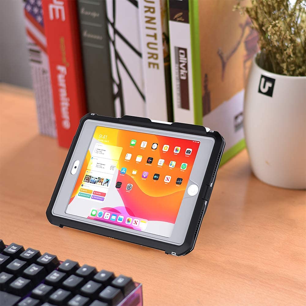 Waterproof Case for iPad 10.2 (7th Gen) - IP68 Dustproof Snowproof Shockproof Protection with Built-in Screen Protector | Perfect for Outdoor Adventures, Beach, Pool & Harsh Environments - Black