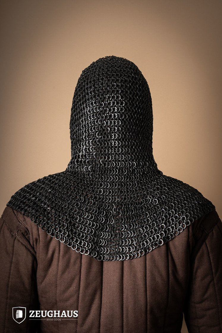 Chainmail Hood Flat Ring Riveted 9mm Burnished - Medieval Armor for LARP, Cosplay & Renaissance Fairs