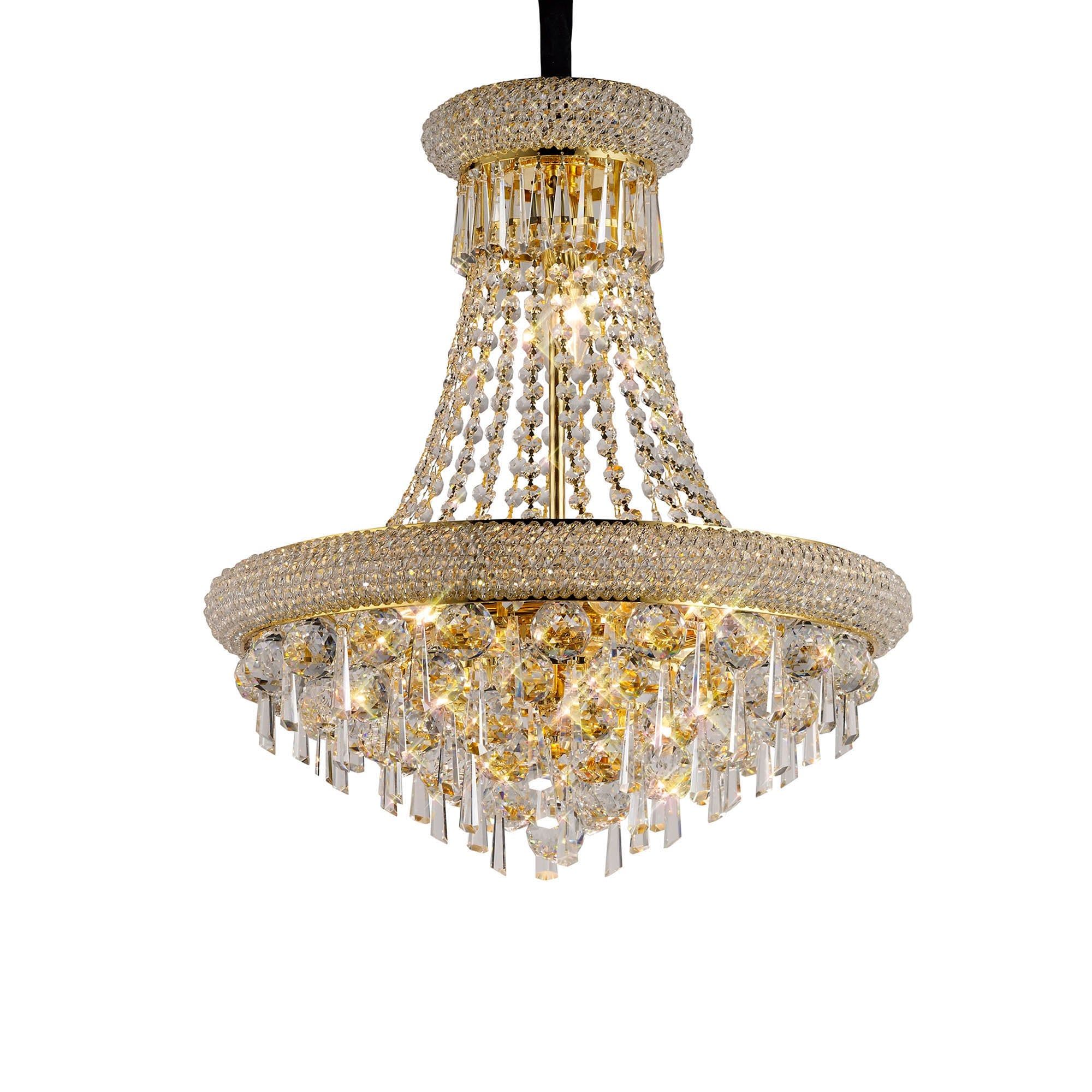 Alexandra 9-Light Chandelier with E14 Sockets in Gold/Polished Chrome - Elegant Dining Room & Bedroom Ceiling Lighting Fixture