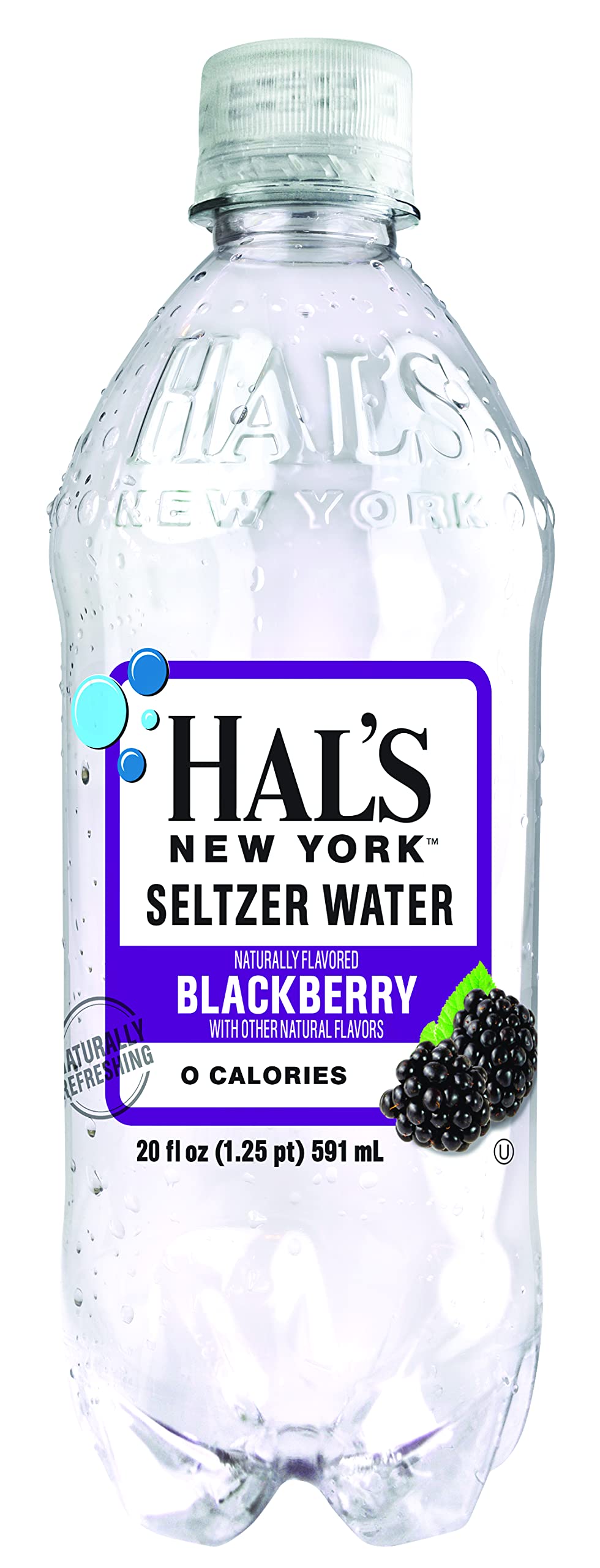 Hal's New York Seltzer Blackberry Sparkling Water - Zero Sugar, Zero Calorie, 20 Fl Oz (24 Pack) | Refreshing Carbonated Drink for Parties, Picnics & Healthy Hydration