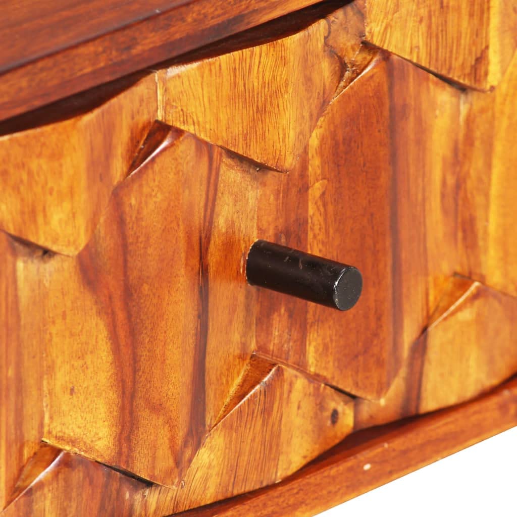 Solid Sheesham Wood Writing Desk - Compact Small Space Desk with Storage Drawers & Compartments (46.5