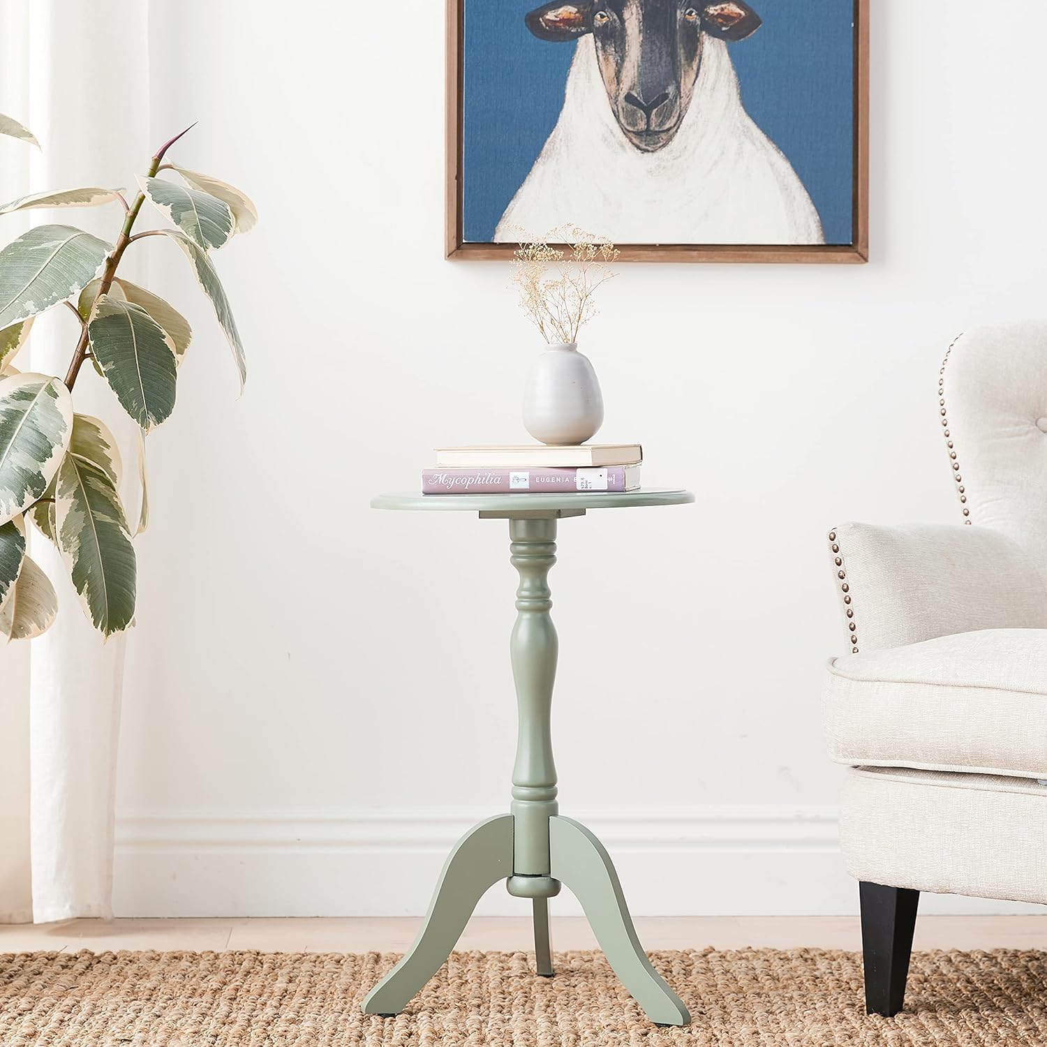 Decor Therapy Simplify Pedestal Accent Table - Olive Branch Design, Modern Side Table for Living Room, Bedroom, or Office Decor