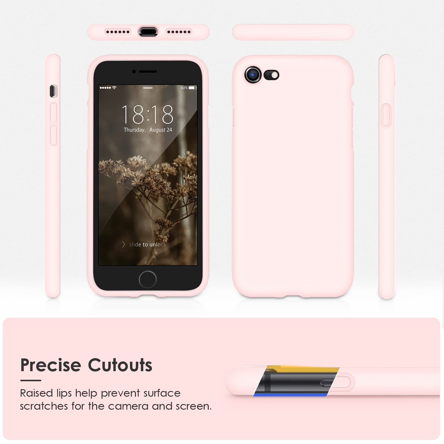 VIKESI Liquid Silicone Phone Case for iPhone SE 2022/2020, iPhone 8 & iPhone 7 (4.7 Inch) - Soft Protective Cover with Silky Feel for Women, Girls & Boys - Pink Ice | Perfect for Everyday Use, Work & Travel