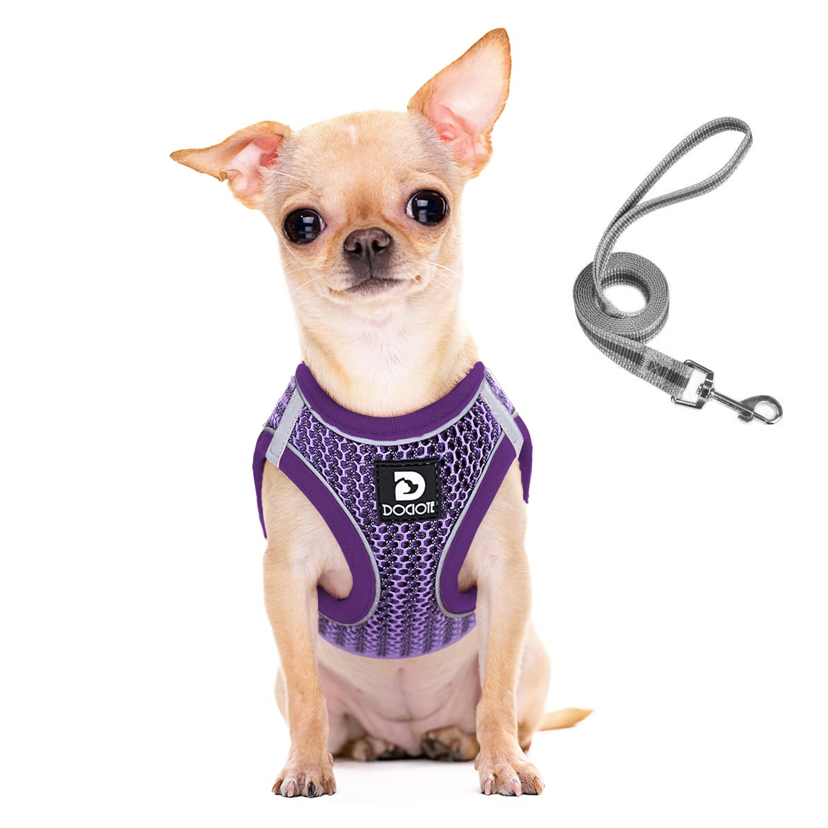 Escape-Proof Adjustable Reflective Dog & Cat Harness with Leash - Soft Mesh Comfort Fit No-Pull Vest for Small & Medium Pets (XS, Purple) - Perfect for Walking, Training & Outdoor Adventures