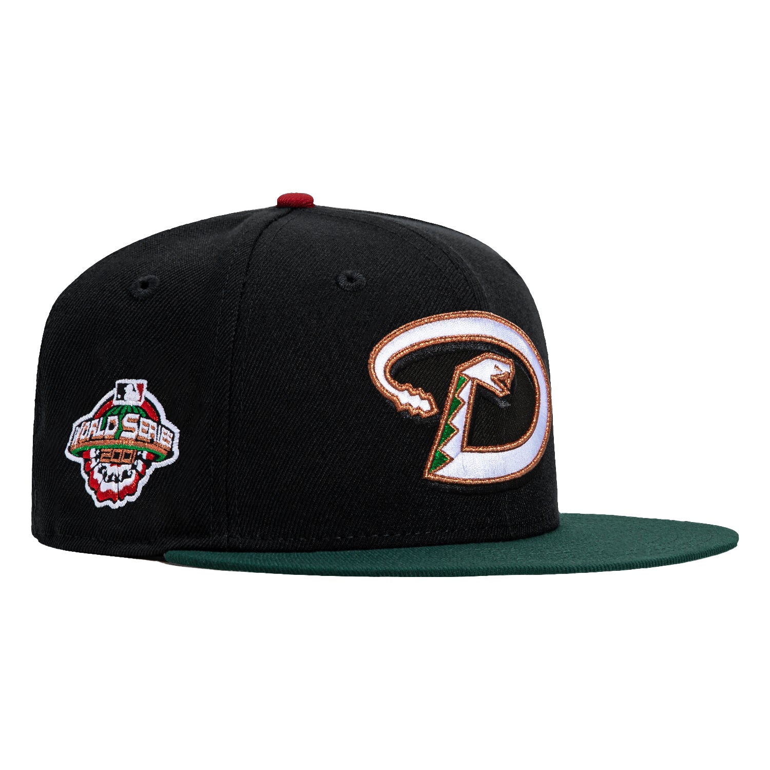 New Era 59Fifty MLB Arizona Diamondbacks 2001 World Series Patch Snapback Hat - Black & Green Baseball Cap for Men, Women - Perfect for Games, Fan Gear, Streetwear Fashion