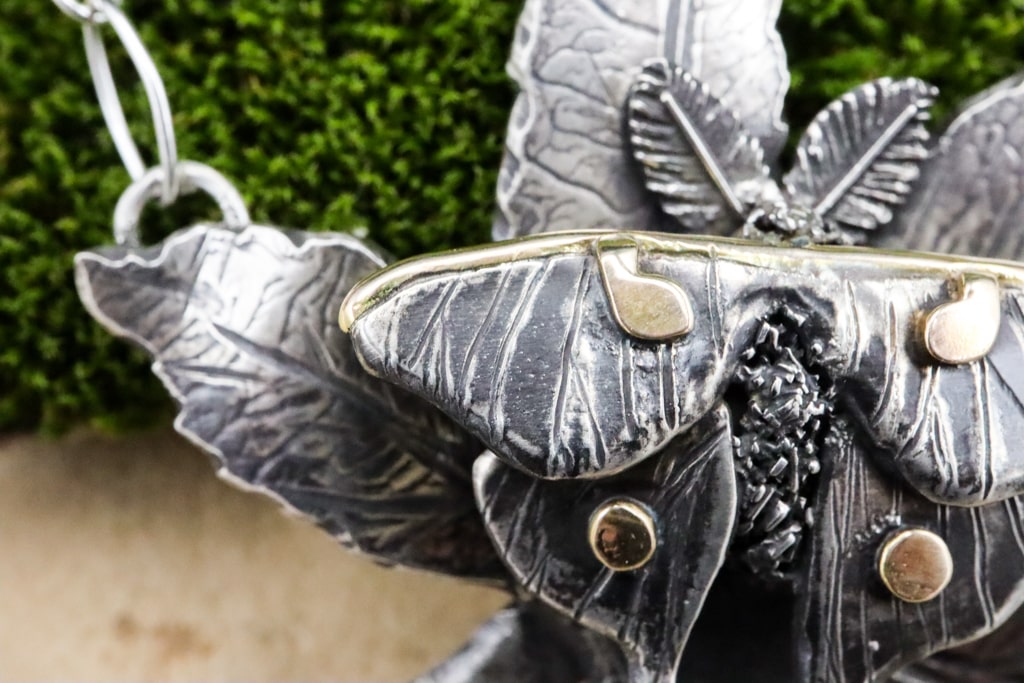 Luna Moth Pendant Necklace - Handmade Silver Jewelry with Sweet Gum Tree Leaf Design - Perfect for Nature Lovers, Boho Fashion & Unique Gifts