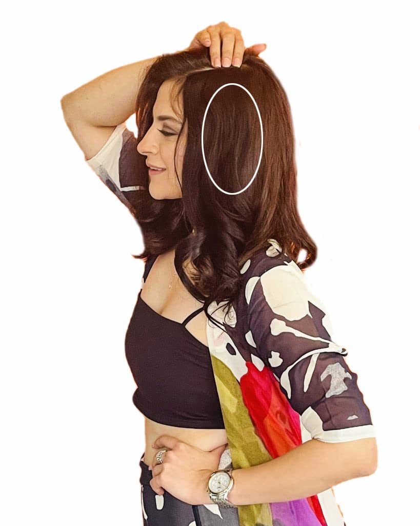 TRESSED UP Clip-In Human Hair Extensions for Women - 2-Piece Side Cover Up Patches (Black) | Instant Volume & Natural Look for Parties, Weddings & Everyday Styling
