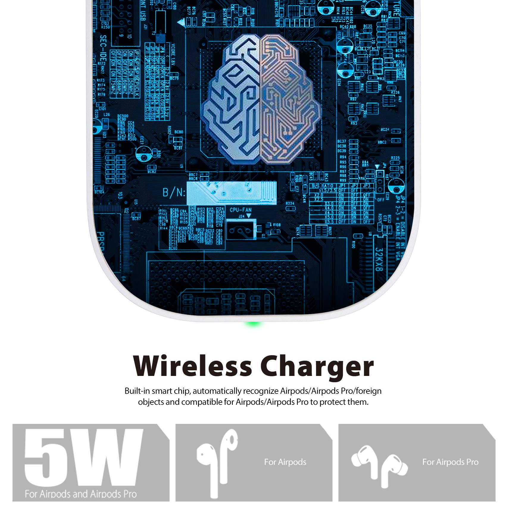 Wireless Charger for AirPods 4 & AirPods Pro 2 with Active Noise Cancellation - Fast Charging Case Compatible with iPhone 14/13/12 - Perfect for Travel, Workouts & Daily Commute (White)