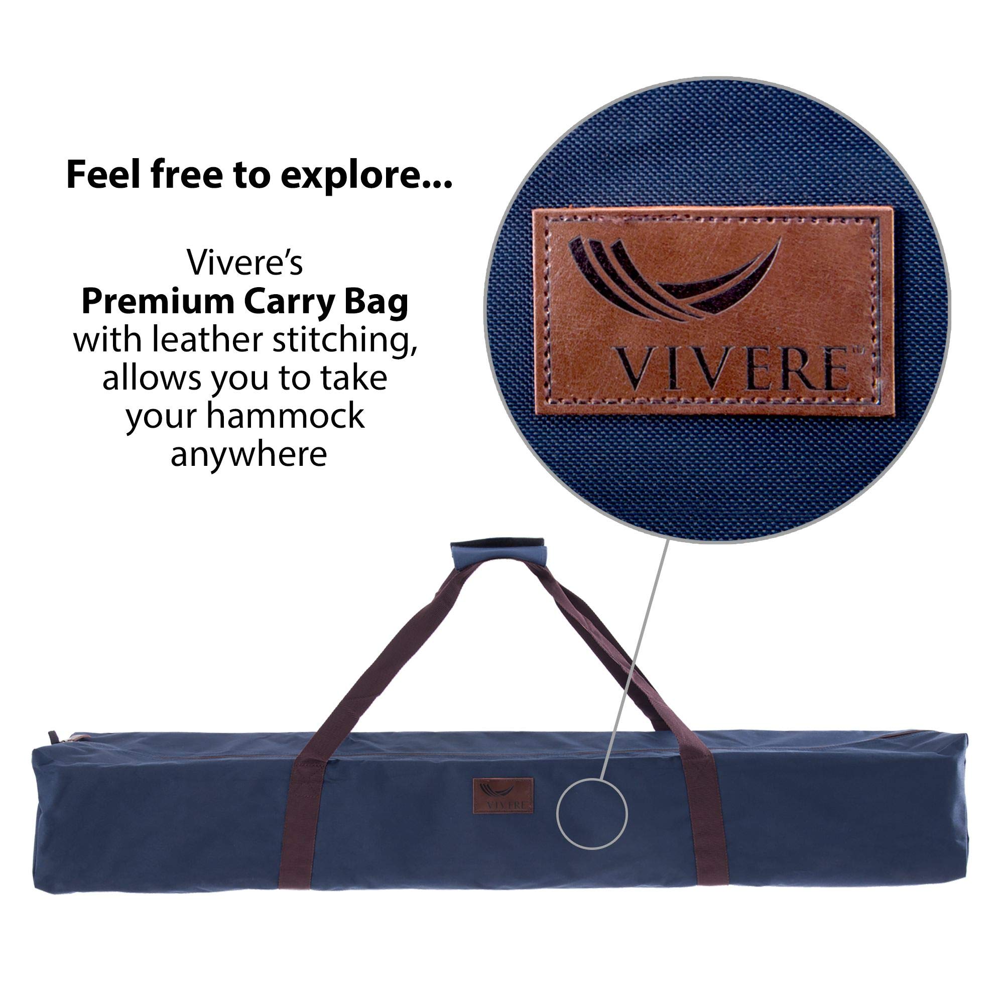 Vivere Double Hammock with Space-Saving Steel Stand - 450 lb Weight Capacity, Includes Premium Carry Bag (Coral) - Perfect for Backyard, Camping & Beach Relaxation