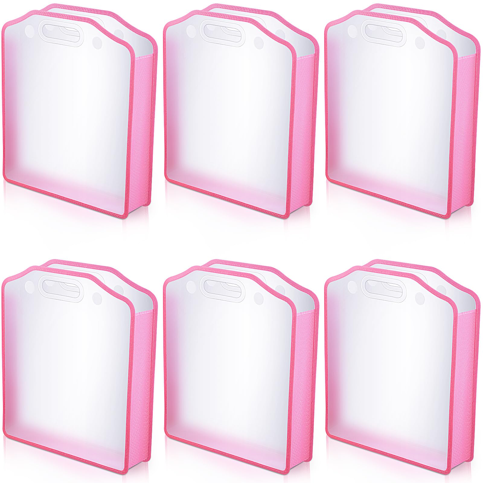 PerKoop 6-Pack 12x12 Inch Scrapbook Paper Organizer - Clear Expandable Craft Storage with Handle & Button Closure for Scrapbooking, Card Making, Art Supplies (Pink) - Perfect for Home, Office & Craft Room Organization