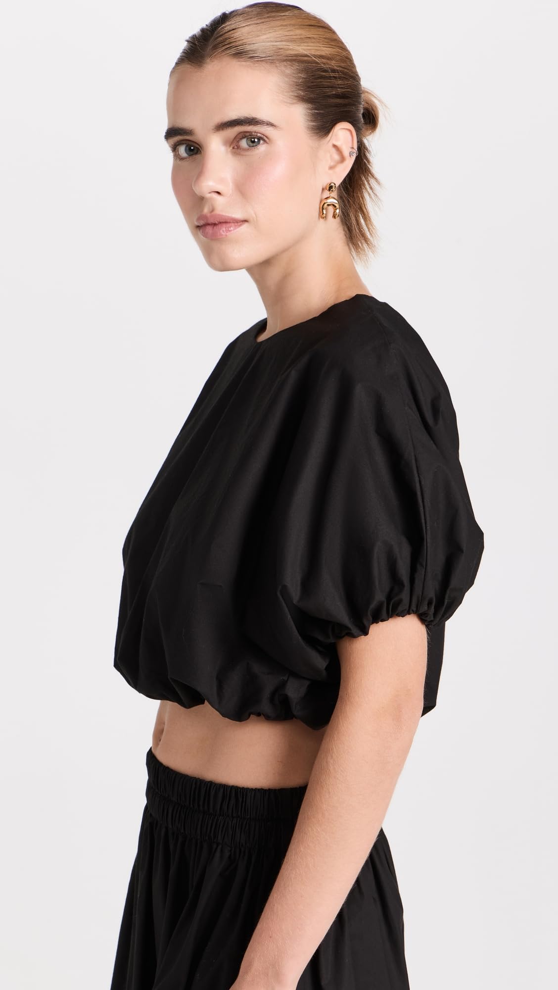 Women's Stylish Opihi Bubble Sleeve Crop Top - Trendy Summer Blouse for Casual Outings, Beach Vacations & Date Nights