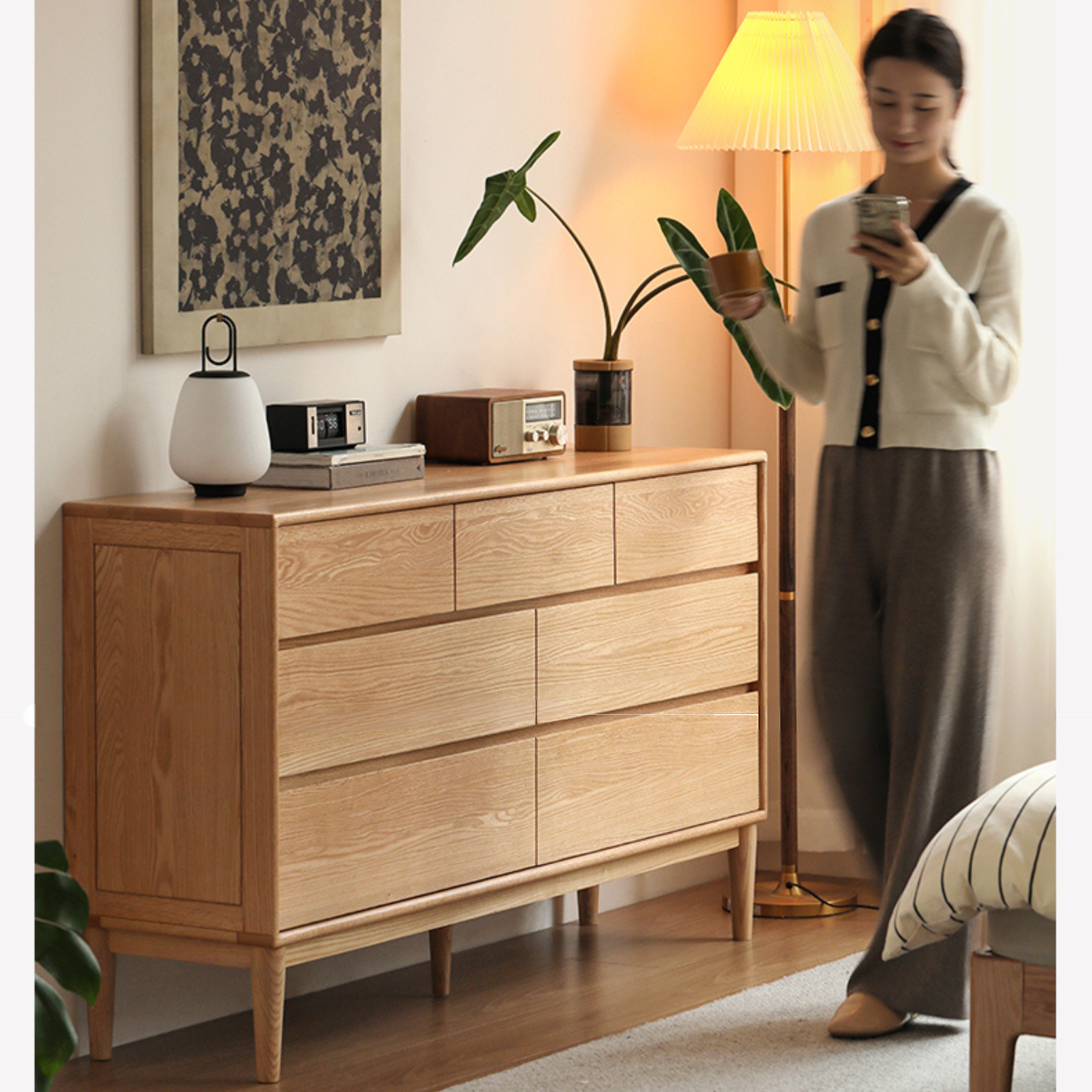 Oak Solid Wood Small Chest of Drawers - 3 Drawer Storage Organizer for Bedroom, Nursery, or Office | Compact Dresser for Clothes, Toys & Home Organization