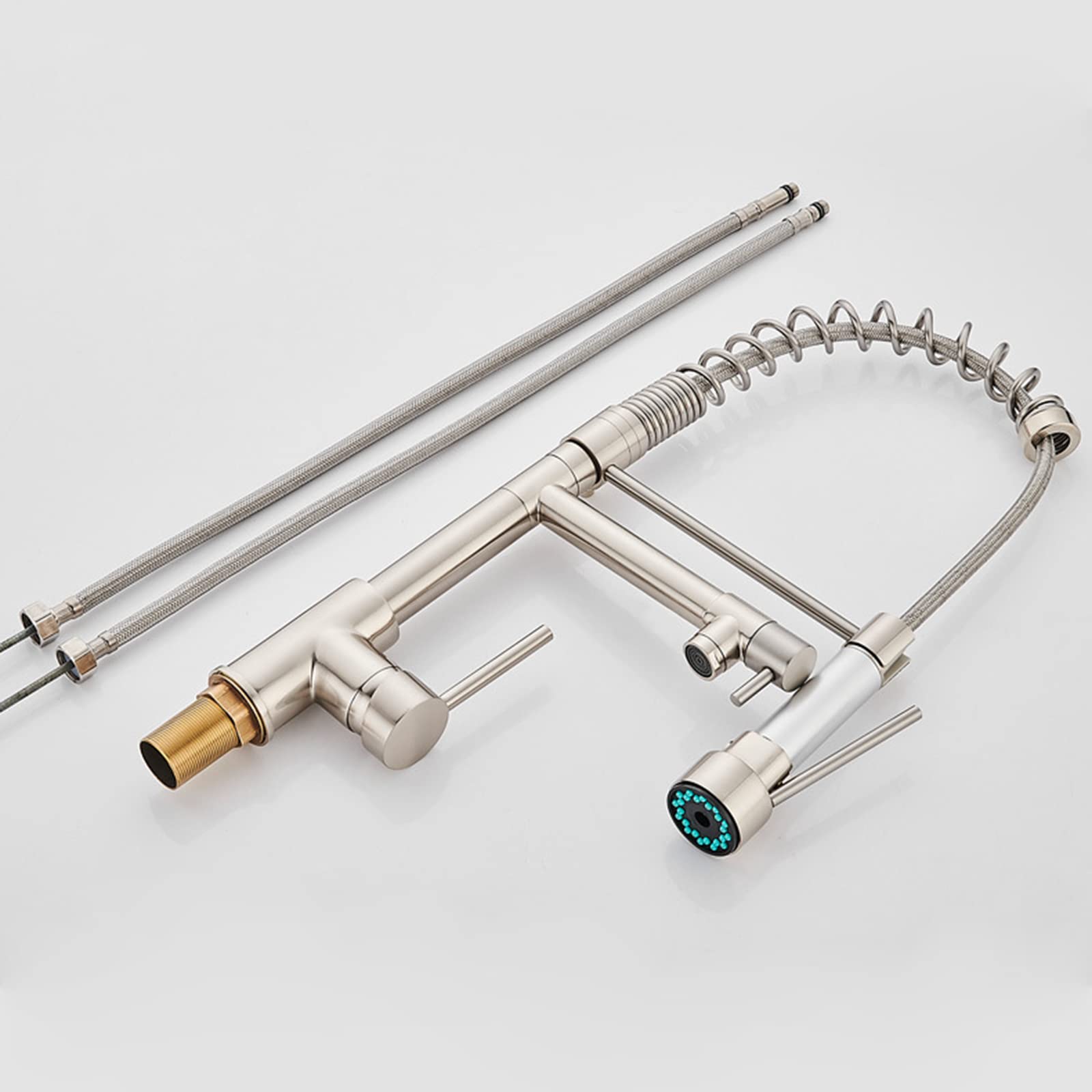 Commercial Kitchen Faucet with Pull Down Sprayer - Brass Deck Mounted Sink Tap with Hot/Cold Water & Standard Fittings - Perfect for Restaurant, Home & RV Kitchens