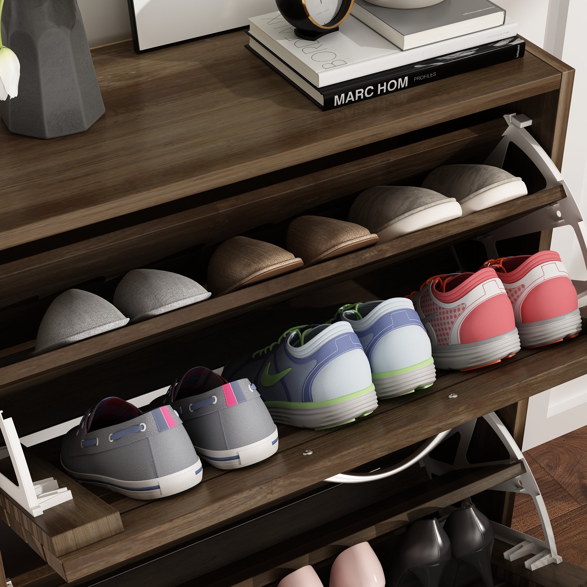 2-Tier Flip-Drawer Shoe Storage Cabinet - Space-Saving Entryway Organizer for Sneakers, Boots & Sandals | Perfect for Hallway, Closet & Mudroom Organization