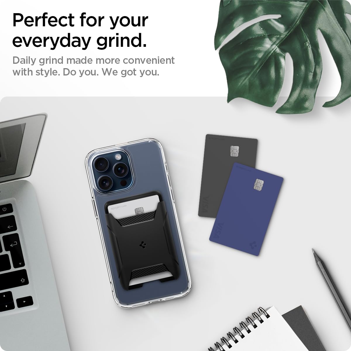 Spigen Rugged Armor 2 Magnetic Wallet Case for iPhone 15/14/13/12 - 3 Card Holder with MagSafe Compatibility | Matte Black | Slim Protective Cover for Everyday Use & Travel