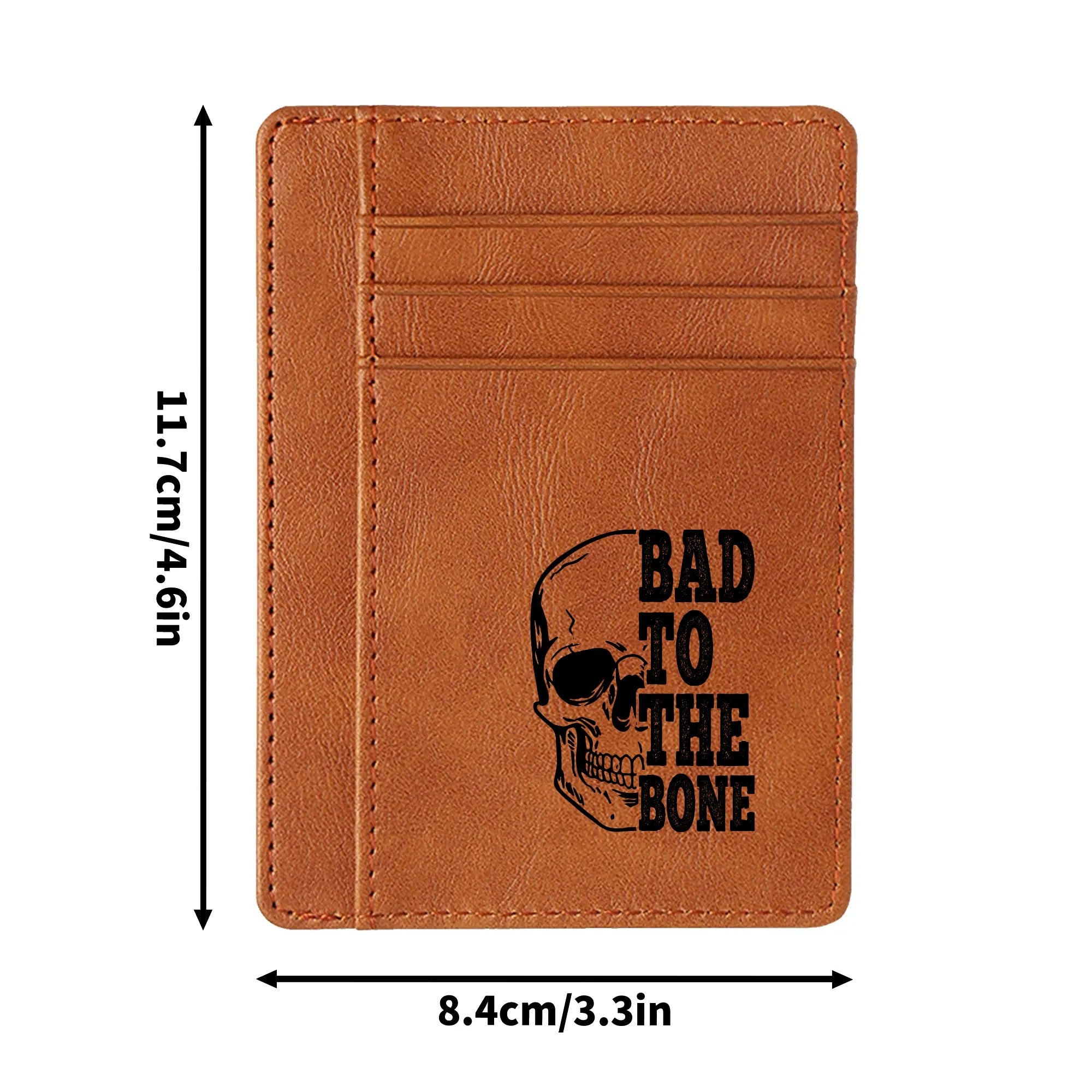 Bad To The Bone Minimalist Leather Wallets for Men - Slim RFID Blocking Bifold Wallet - Perfect for Everyday Carry, Travel & Gift Giving