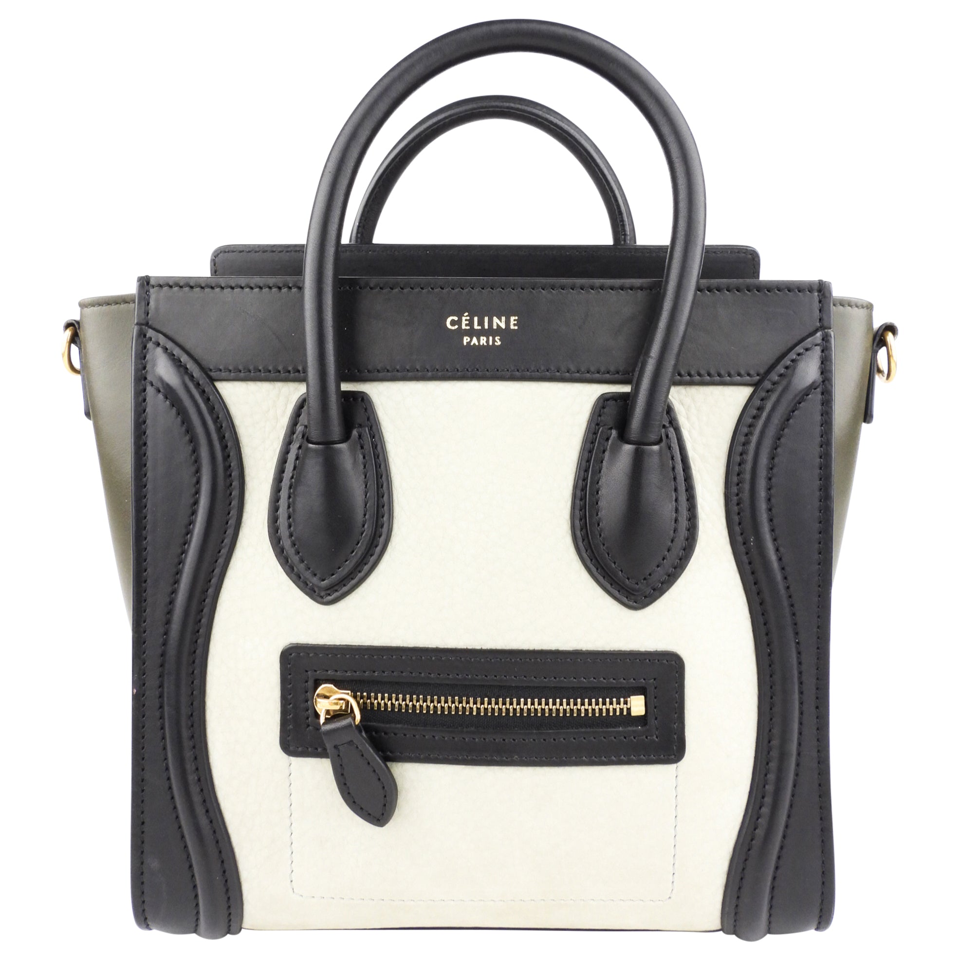 Celine Tri-Color Leather Nano Luggage Two-Way Handbag - Stylish Crossbody & Shoulder Bag for Women | Perfect for Work, Travel & Everyday Use