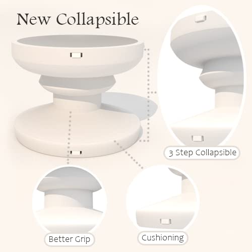 DALSTONE Authentic Natural Sea Shell Mother of Pearl Expandable Collapsible Phone Grip Stand - Compatible with iPhone, Samsung & Tablets - Perfect for Hands-Free Viewing, Selfies & Video Calls (Black Freshwater)