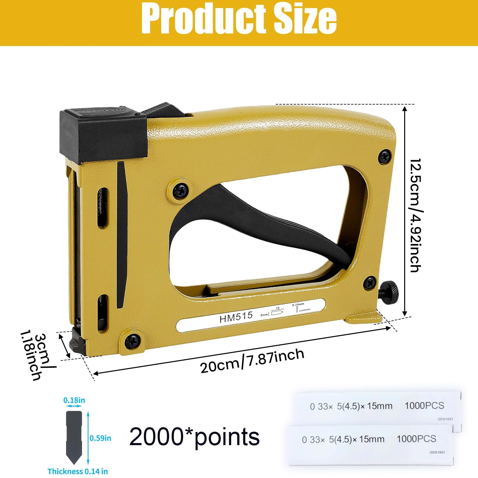 Professional Picture Frame Stapler with 2000 Refill Points - Heavy Duty Point Driver for Framing Paintings, Photos & Artwork - Essential Framing Supplies for Artists & DIY Projects - Perfect for Home Decor, Gallery Displays & Picture Hanging