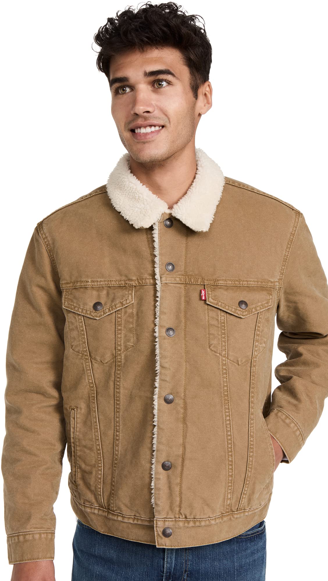 Levi's Men's Sherpa Trucker Jacket - Vintage Denim Jacket for Men, Warm Fleece Lined, Classic Fit - Perfect for Casual Outfits, Winter Layering & Outdoor Adventures