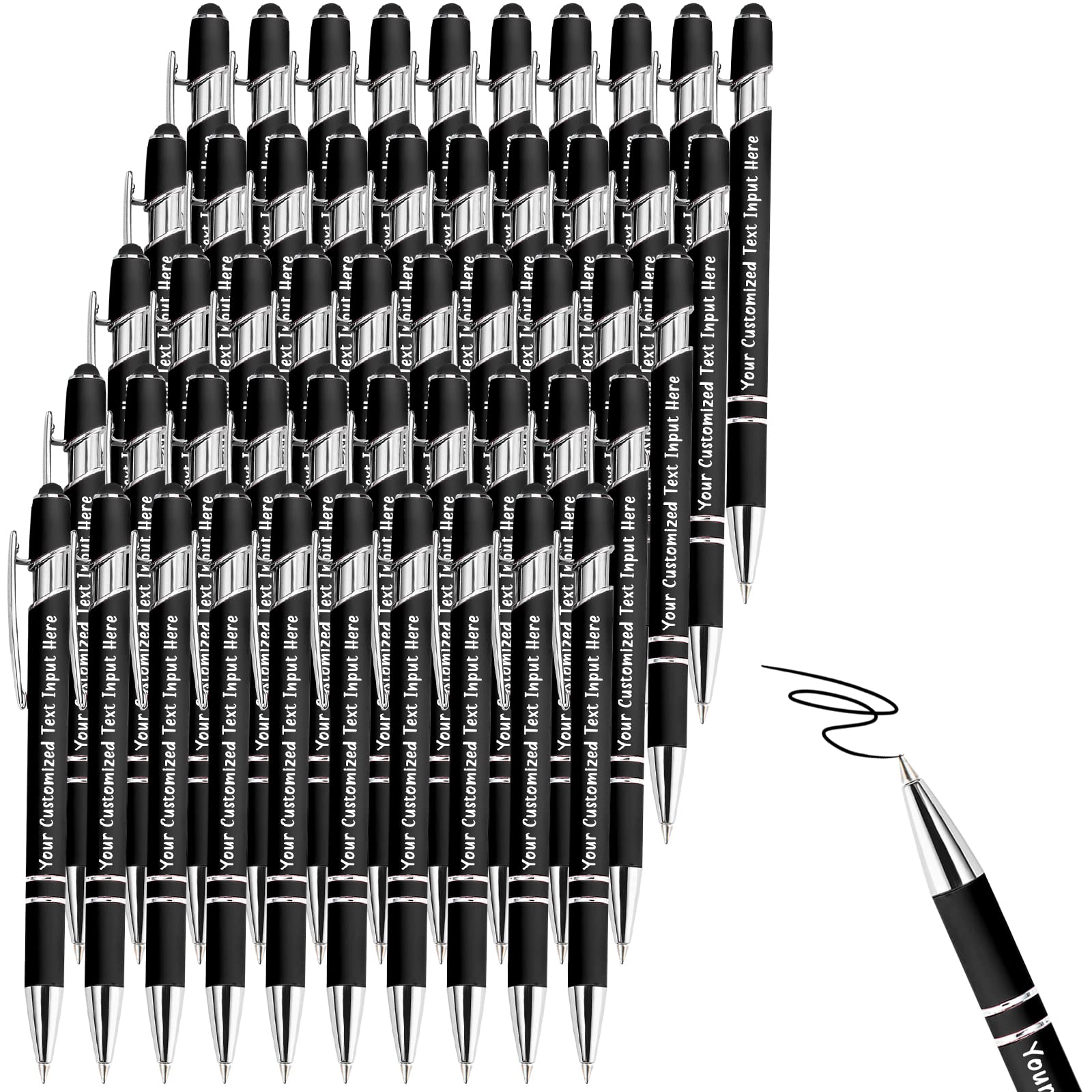 150 Pcs Custom Engraved Ballpoint Pens - Personalized Name & Logo, Soft Black Ink, Touch Stylus - Bulk Office Gifts for Anniversaries, Graduations, Birthdays | Perfect for Corporate Events, Promotions & Special Occasions
