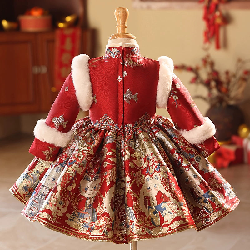 Red Christmas New Year Party Dress for Girls - Elegant Princess Birthday Gown for Special Occasions | Perfect for Holiday Celebrations, Festive Gatherings & Photo Shoots