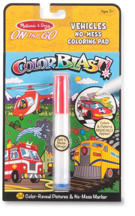 Melissa & Doug On The Go Color Blast Vehicles - Mess-Free Water Reveal Activity Book for Kids - Perfect for Travel, Road Trips & Airplane Rides