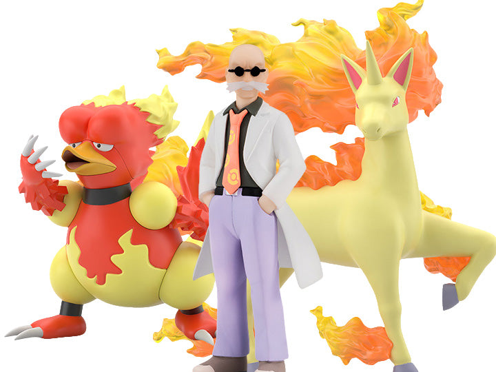 Bandai Pokemon Scale World Kanto Region Blaine, Rapidash & Magmar 3-Pack Action Figure Set - Collectible Trading Figures for Display, Gifts & Pokemon Battles