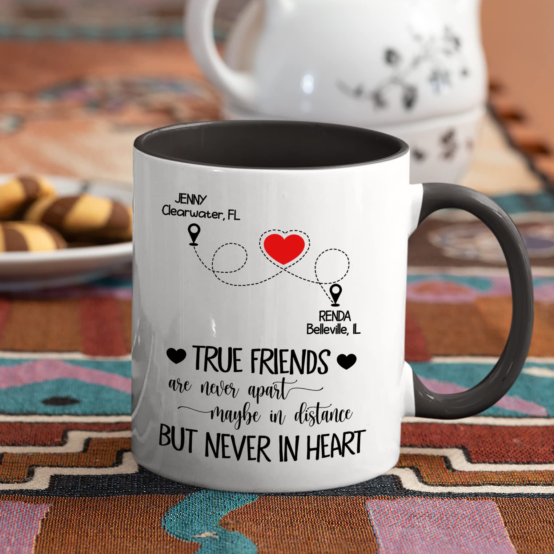 Personalized Best Friend Mugs for Women - Custom Name Coffee Cup Gift for BFF, Bestie & Long Distance Friendships - 11oz Ceramic Mugs for Coffee, Tea & Hot Drinks - Perfect for Birthdays, Anniversaries & Friendship Day Gifts