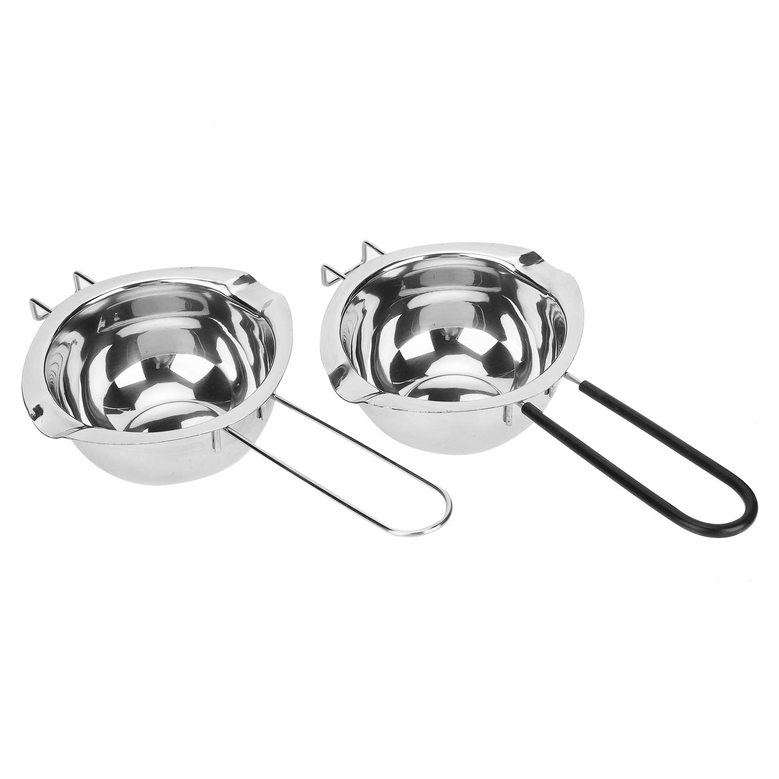 2-Pack 400ml Stainless Steel Melting Pot - Butter Boiler & Candle Making Pot for Chocolate, Cheese, Soap Making - Silver & Black Cookware Set - Perfect for DIY Crafts, Candy Making, and Kitchen Use