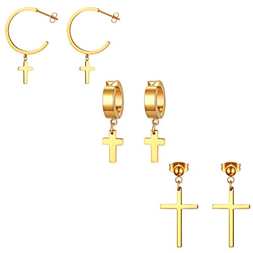 3 Pairs Cross Earrings