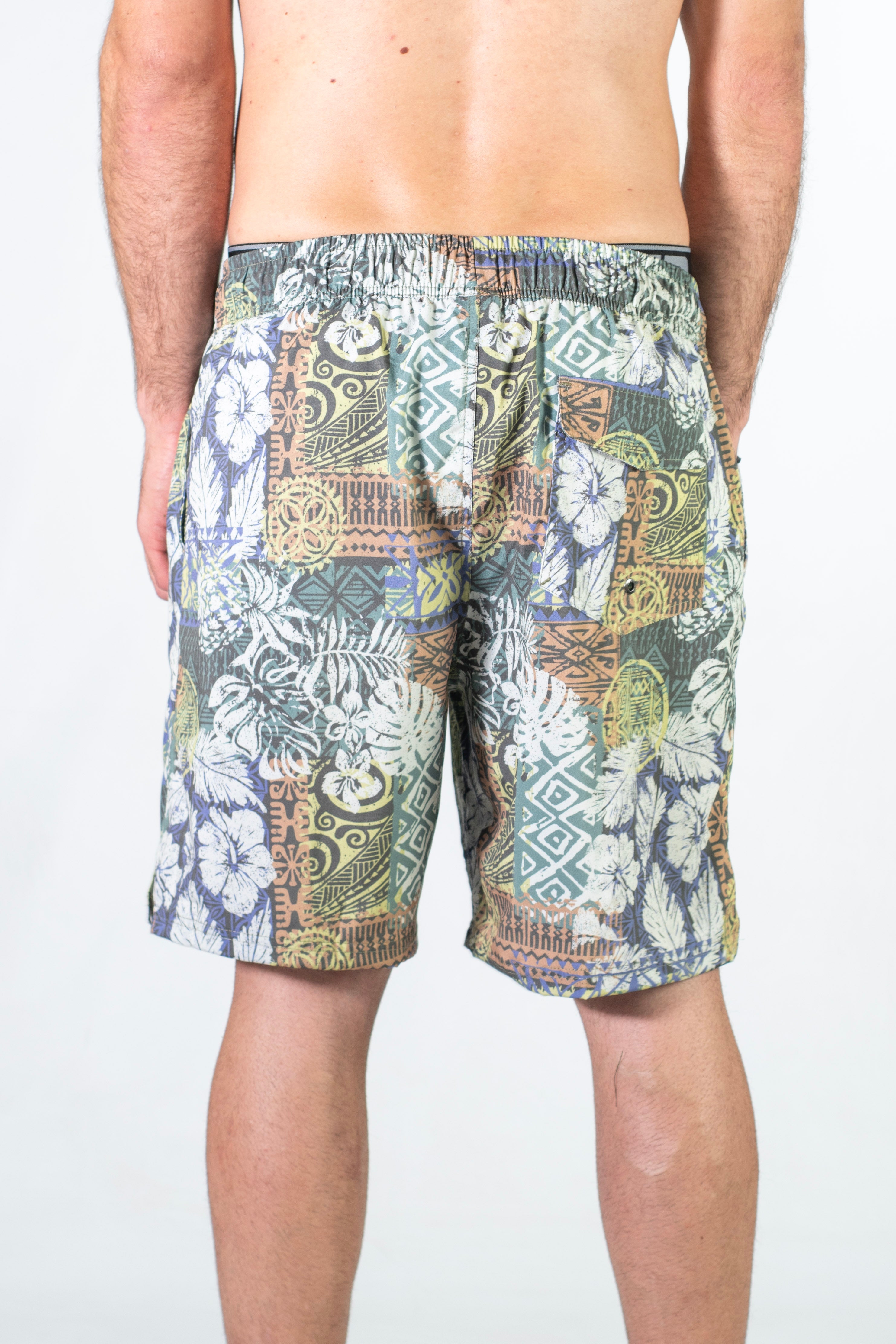 Short De Baño Ocn H TDB Arrecife ST 18 Hawai Amarillo - Stylish Hawaiian Print Swim Trunks for Men - Perfect for Beach Vacations, Pool Parties & Summer Getaways