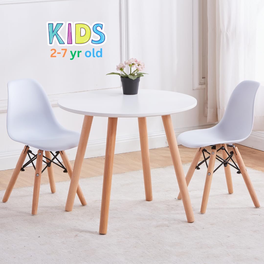 White Round Kids Table - Durable Dining & Activity Table for Children Ages 2-7 | Perfect for Playtime, Meals & LEGO Building | Safe & Scratch-Resistant Surface for Home, Preschool & Daycare Use