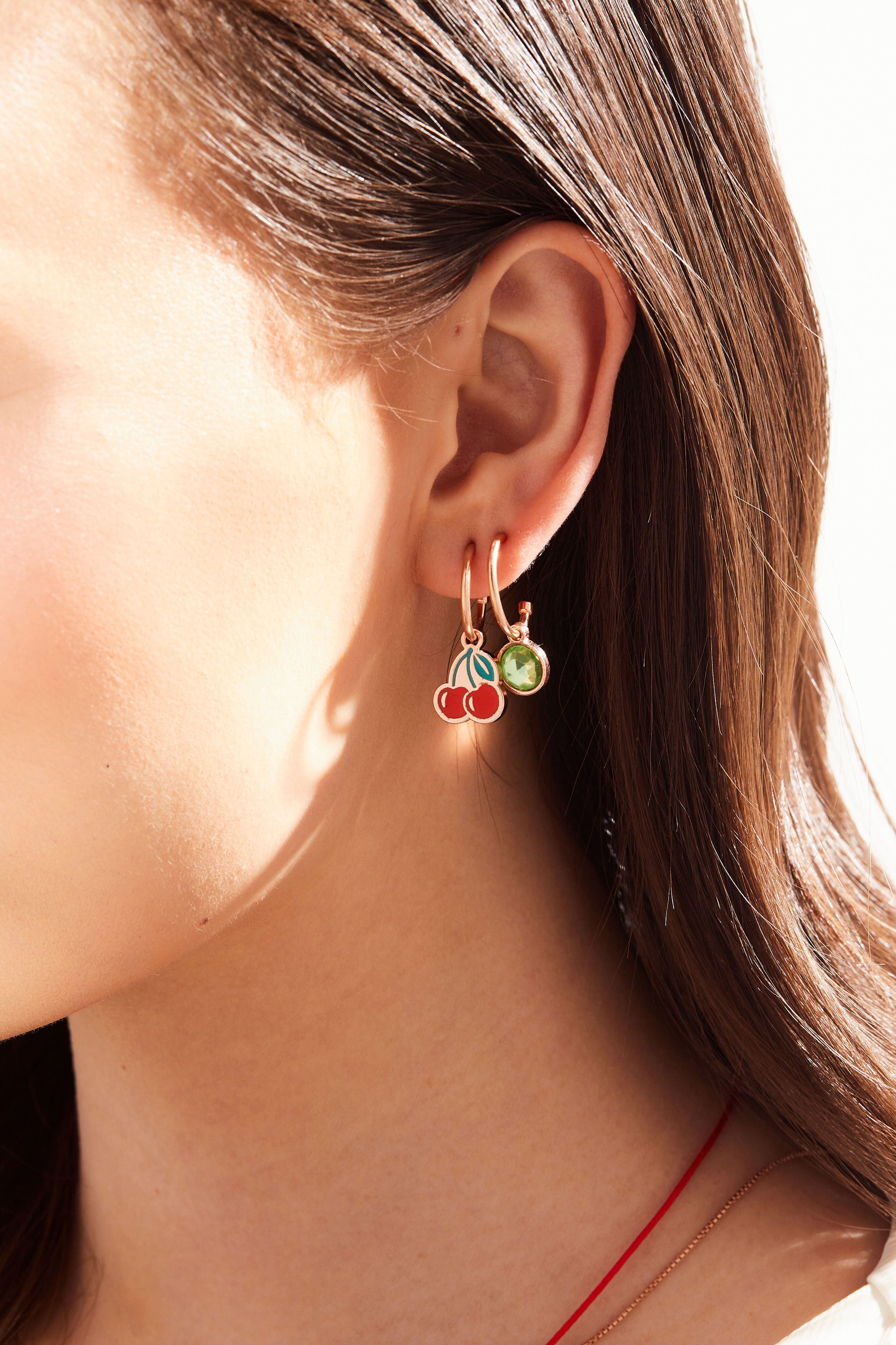 Stylish Cherry Hoop Earrings - Dainty Gold-Plated Charm Drop Earrings for Women | Perfect for Date Night, Parties & Everyday Wear