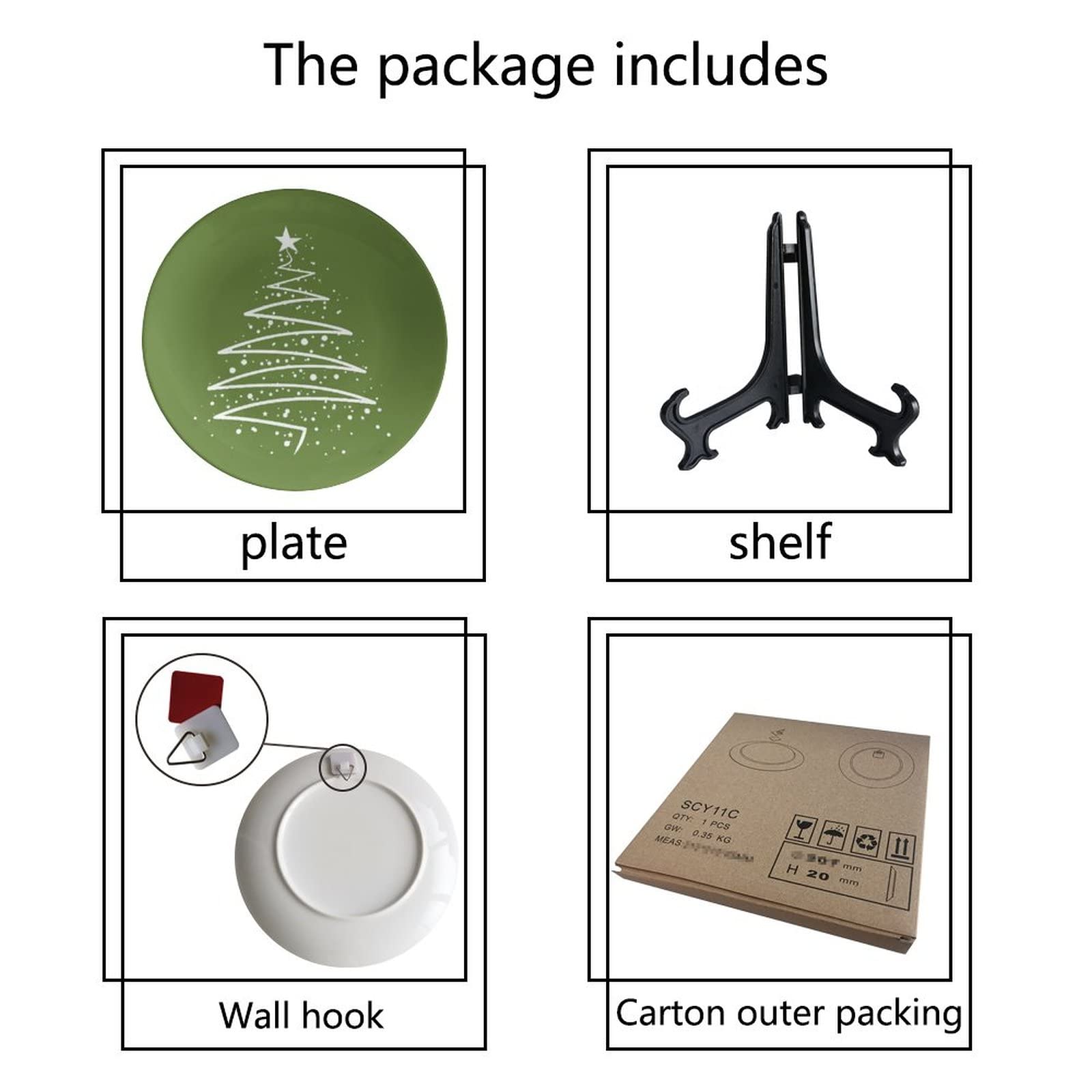 Christmas Ceramic Decorative Plates - 10inch Holiday Tableware with Simple Christmas Tree Design for Dining, Living Room, Bedroom & Bathroom Decor - Perfect for Festive Table Settings, Gift Giving and Seasonal Home Decoration