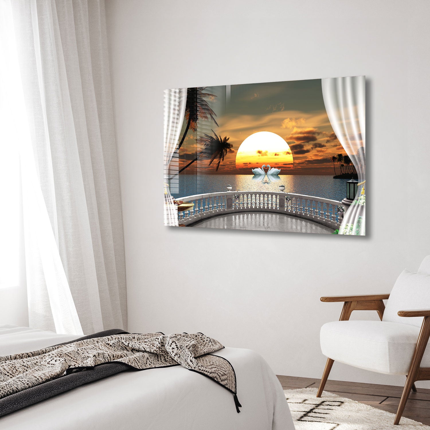 Sunset in Balcony - Premium Wall Art Canvas Print for Home & Office Decor - Perfect for Living Room, Bedroom or Gift