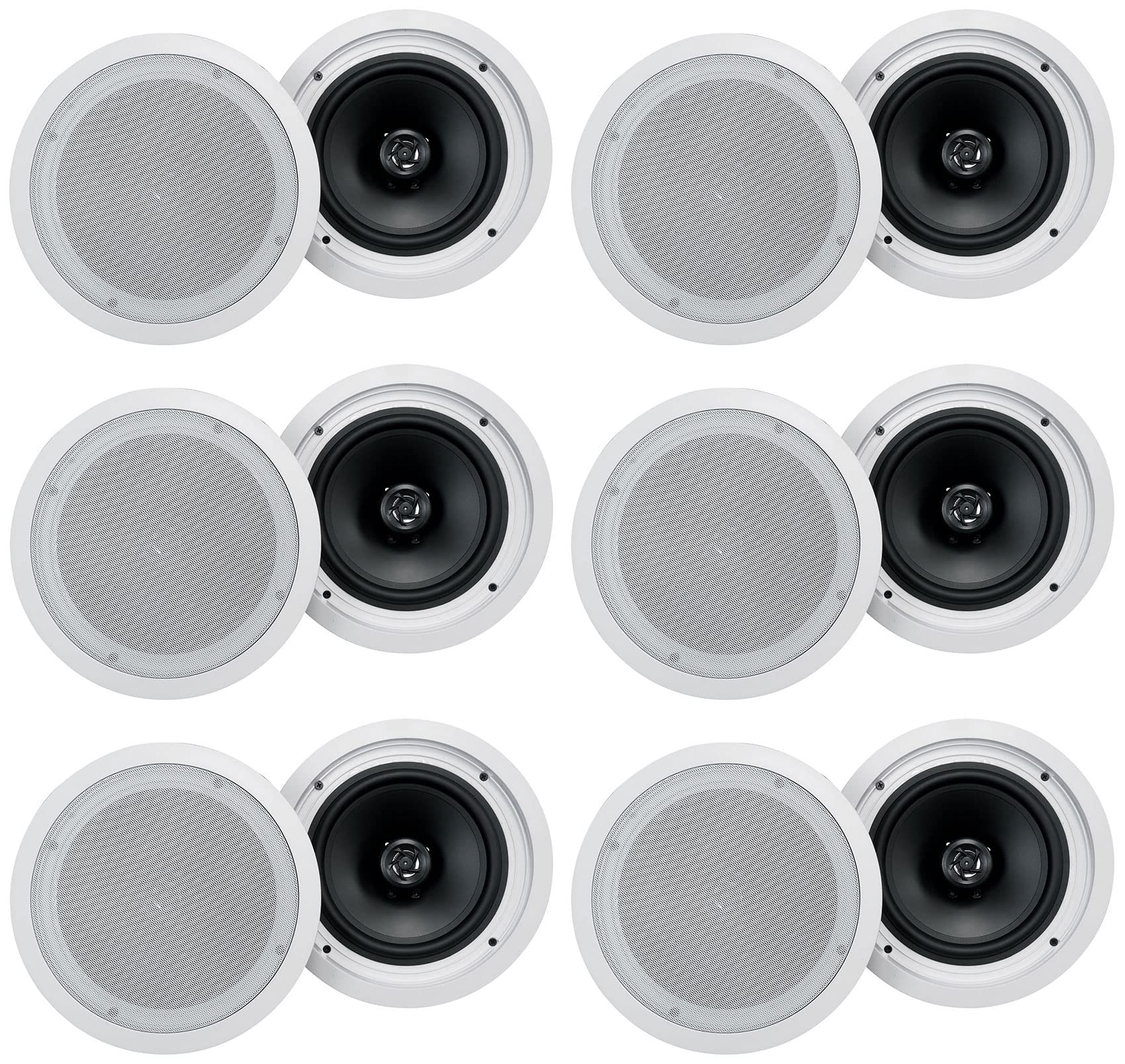 Rockville HC85-16 White 8 Inch 700 Watt In-Ceiling Home Theater Speakers (Pair of 2) - 16 Ohm Impedance for Immersive Surround Sound in Living Rooms & Home Theaters