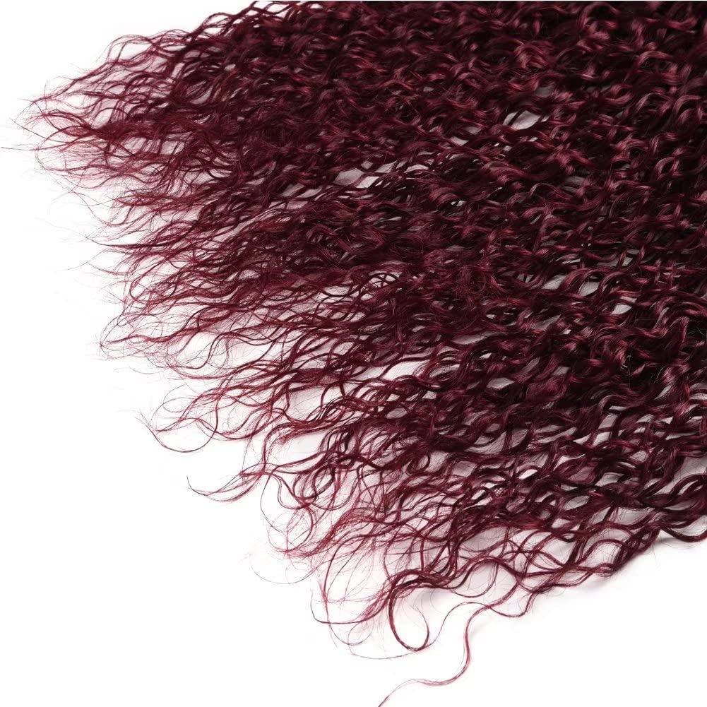FEEL ME Ombre Water Wave Human Hair Bundles 1B/99J Black to Burgundy Brazilian Virgin Hair Extensions 3Pcs (10 12 14 Inch) - Unprocessed Remy Hair for Weaving, Styling & Volume Boost - Perfect for Daily Wear, Parties & Special Occasions